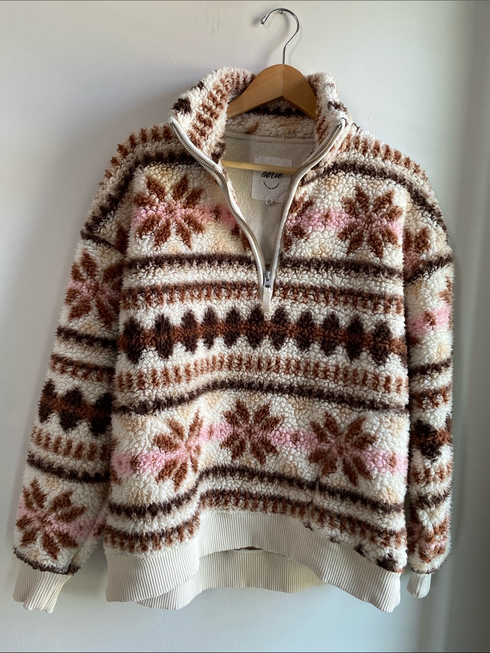 Aerie Oversized Plush 1/4 Zip Sherpa